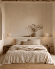 Suspension Parasol - Luminaire raphia et franges fait main