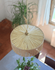 Suspension Parasol - Luminaire raphia et franges fait main