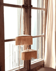 Suspension Parasol - Luminaire raphia et franges fait main