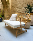Banquette Windsor Ercol - Bois massif et tissu bouclette blanc