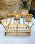 Banquette Windsor Ercol - Bois massif et tissu bouclette blanc