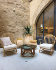 Fauteuil Windsor Ercol N°2 - Bois massif et tissu bouclette blanc