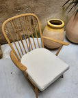 Fauteuil Windsor Ercol N°2 - Bois massif et tissu bouclette blanc