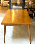 Table à Manger à Rallonges en Bois - Pieds Compas Années 50