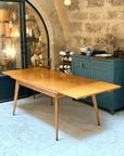 Table à Manger à Rallonges en Bois - Pieds Compas Années 50