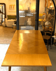 Table à Manger à Rallonges en Bois - Pieds Compas Années 50