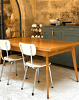Table à Manger à Rallonges en Bois - Pieds Compas Années 50