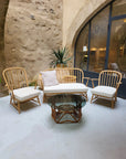 Fauteuil Windsor Ercol N°2 - Bois massif et tissu bouclette blanc