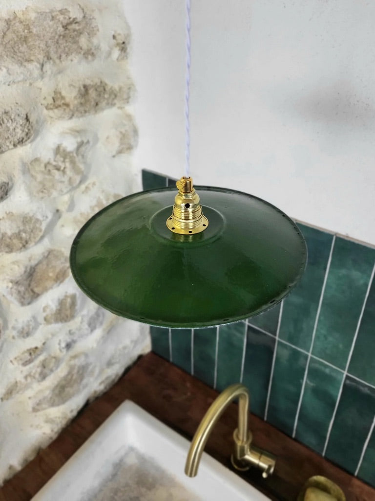 Suspension Atelier Vintage - Métal Émaillé Vert