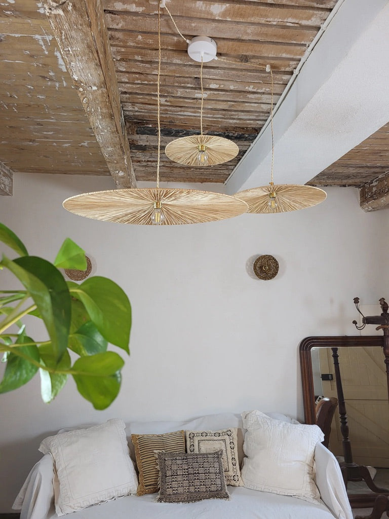 Suspension Ombrelle - Luminaire raphia fait main (Précommande)