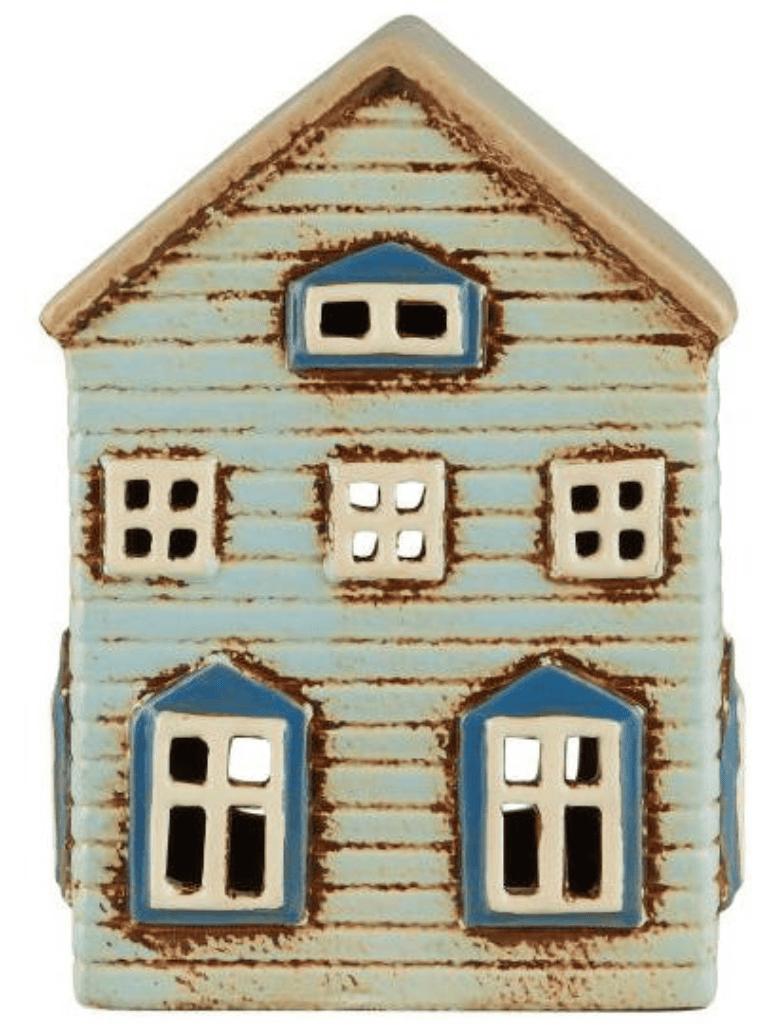 Photophore Maison – Céramique Bleu Gris