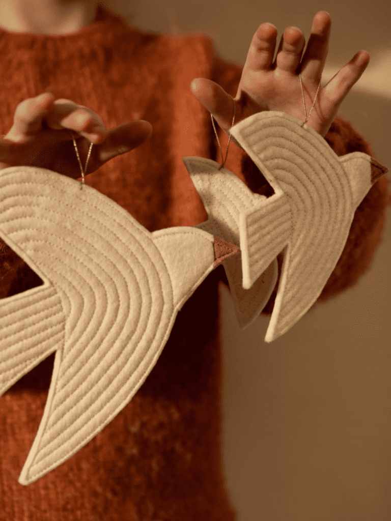 Oiseau Feutre Beige - Décoration Murale