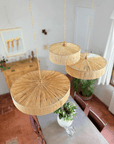 Suspension Parasol Trio - Luminaire raphia et franges fait main
