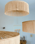 Suspension Parasol Trio - Luminaire raphia et franges fait main